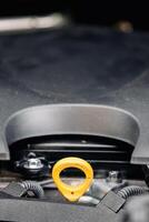 Close-up of a new car engine. Concept of repair, parts. photo