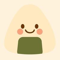 Cute Onigiri Rice Ball with Happy Face vector