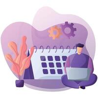 Workspace illustration with calendar and laptop vector