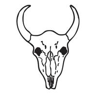 Hand drawn western doodle of bull's skull vector