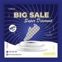 Blue Social Media Post Design With Podium vector