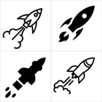 Four different rocket icons isolated on white background vector