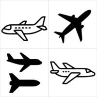 Four different airplane icons isolated on white background vector