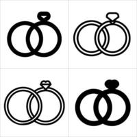 Wedding rings icons isolated on white background vector
