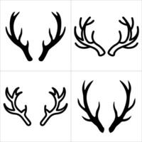 Four different styles of deer antlers isolated on white background vector