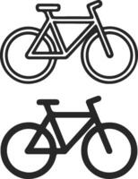 Set of two simple black line bicycle icons isolated on white background vector