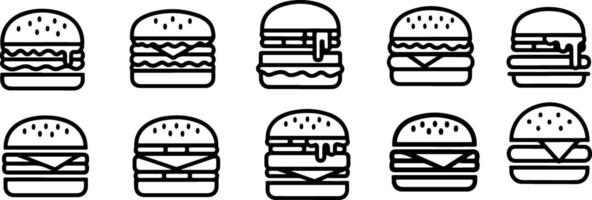 Delicious Burger Icons A Collection of Yummy Fast Food Graphics vector