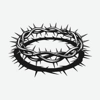 Black and White Illustration of the Crown of Thorns, Symbolizing Suffering and Sacrifice in Christian Faith vector
