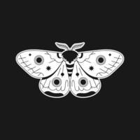 Intricate Black and White Moth Illustration with Abstract Geometric Designs and Eye Motifs for Creative Artwork and Design vector