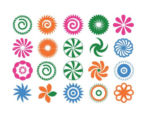 Colorful Spiral and Flower Designs Collection, Vibrant Swirls and Geometric Patterns for Crafting and Digital Art