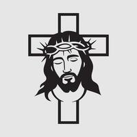 Jesus Christ with Crown of Thorns and Cross Religious Artwork vector