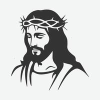 Jesus Christ with of Thorns - Black and White Religious Illustration for Christian Art, Spiritual Graphics, and Religious vector