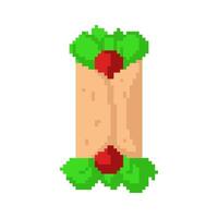 Flat design pixel art kebab illustration vector
