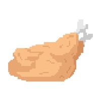 Flat design pixel art fried chicken illustration vector