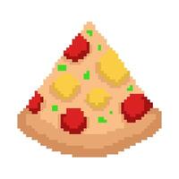 Flat design pixel art pizza illustration vector
