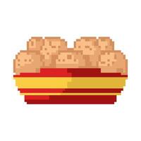 Flat design pixel art box of chicken nugget illustration vector