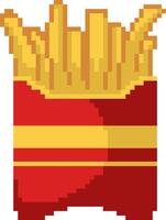 Flat design pixel art french fries illustration vector