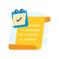 Illustration of calendar with paper document. monthly or yearly planning, report, or data summary. for business, productivity tracking, scheduling, performance recaps and financial overview vector