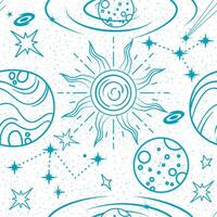 seamless pattern with planets and sun vector