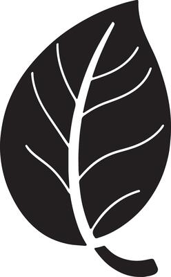 a black and white leaf icon