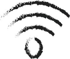 a wifi symbol drawn in black ink on a white background vector