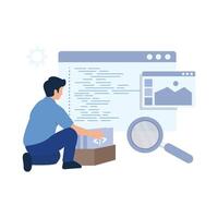 Person working on software development vector