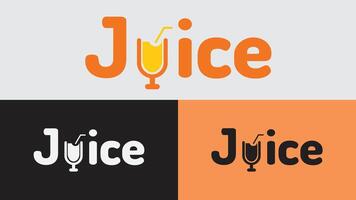 Creative Modern Juice Logo Typography Design with Juice Cup Icon for Beverage Smoothie and Healthy Drink Branding vector
