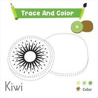 Handwriting Practice. Trace And Color The Kiwi Food Which Is Perfect. Illustration Vecteezy vector