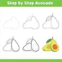 Step By Step Drawing Lime For Kids. Avocado Food Drawing Tutorial On How To Draw. illustration Vecteezy vector