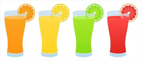 Different Tastes Fresh Fruits Juice Design. Food Lemon, Lime, Grapefruit, Orange. High-Quality Illustration Vecteezy vector