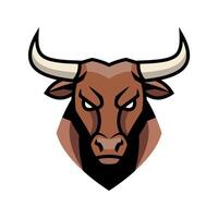 Bull mascot logo in modern flat style, minimal ox head for branding or sports identity vector