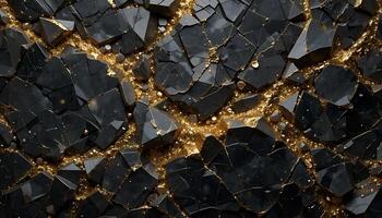 Black Obsidian with Gold Veins A Luxurious Gemstone Texture photo