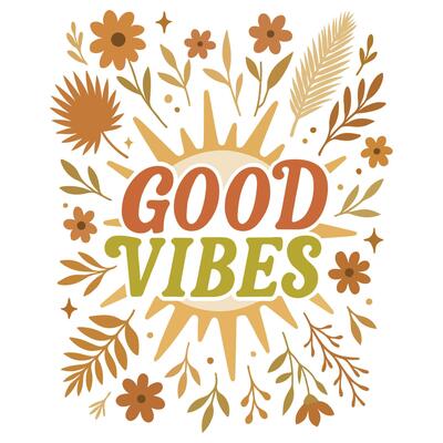 Good Vibes - Boho Mental Health t-shirt, Retro Boho Selfcare illustration, Boho Floral Health Care Quotes,Positive Boho sayings