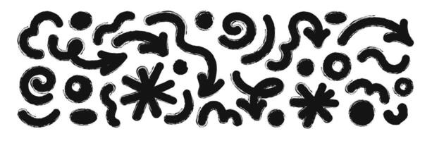 Abstract Black Scribbled Shapes on White Background vector