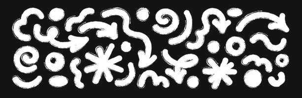 Abstract White Scribbled Shapes on Black Background vector
