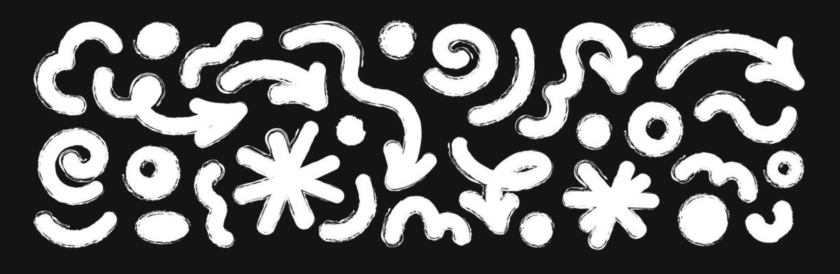 Abstract White Scribbled Shapes on Black Background