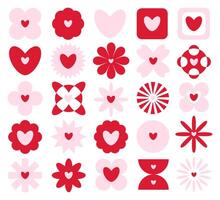 Collection of Cute Heart and Flower Shapes for Valentine's Day vector