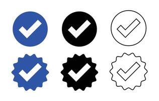 Verified checkmark icon set illustration, Verified icon sheet, icons, simple shapes vector