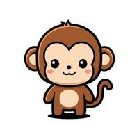 Cute And Kawaii Monkey Cartoon Character vector