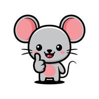 Cute Mouse Cartoon Character Making Thumb Up Okay Hand Sign vector
