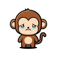 Cute Monkey Cartoon Character Crying vector
