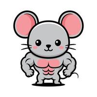 Cute Body Builder Mouse Cartoon Character vector
