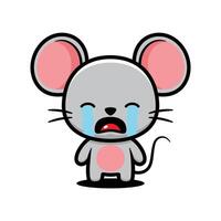 Cute Upset Mouse Cartoon Character Crying vector