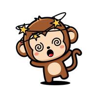 Cute Dizzy Monkey Cartoon Character vector