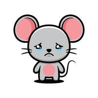 Cute Upset Mouse Cartoon Character Sobbing vector