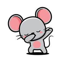 Cute Mouse Cartoon Character Doing Dabbing Pose vector