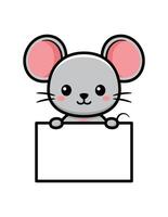 Cute Mouse Cartoon Character On A White Board vector