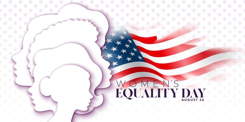 Women's Equality Day Design. August 26 National Female Holiday in United States. USA Celebration Template with Woman Face Silhouette on Clean Background for Flyer, Greeting Card, Web Banner