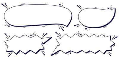Four black and white empty speech bubbles with tiny details. vector