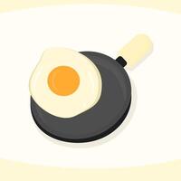 Illustration of a Sunny Side Up Egg in a Pan with a Cream Handle. Perfect for Recipe Content, Kids Educational Design, and Cooking Visual Materials vector
